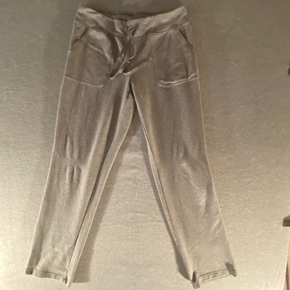 Emily B Womens Gray Sweatpants Drawstring Pockets Straight Leg Size Medium